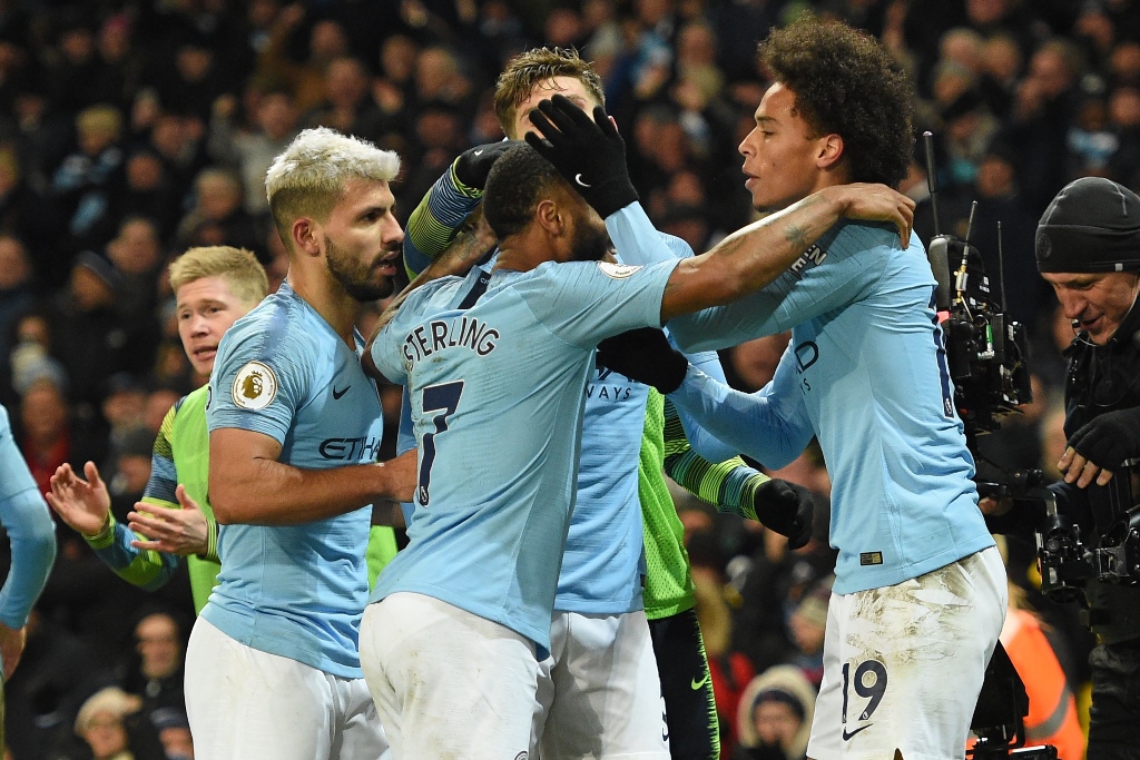 stars of the show the pace of the game was unrelenting but city prevailed thanks to superbly taken goals from sergio aguero and leroy sane either side of a roberto firmino equaliser photo afp