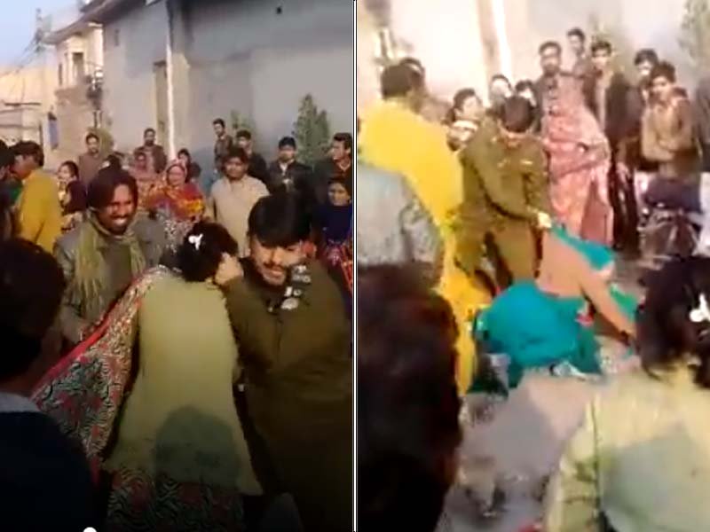 footage shows police official throwing woman to the ground screen grab twitter shahbaz gill