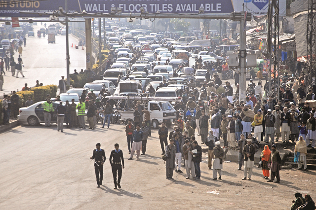 a view of traffic stalled at the faizabad interchange due to vvip movement in the city photo zafar aslam express a view of traffic stalled at the faizabad interchange due to vvip movement in the city photo zafar aslam express