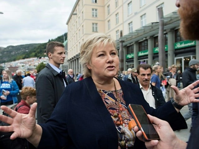 erna solberg says both nations must slash military spending instead invest on health and education photo afp file erna solberg says both nations must slash military spending instead invest on health and education photo afp file
