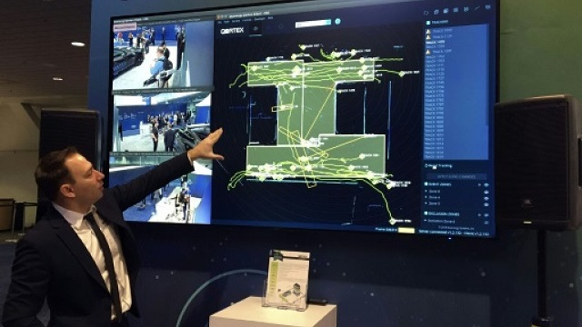 murat atalay of california based quanergy shows a display of technology based on systems from autonomous cars that could be used for a virtual border wall during ces 2019 in las vegas on january 8 2019 photo afp