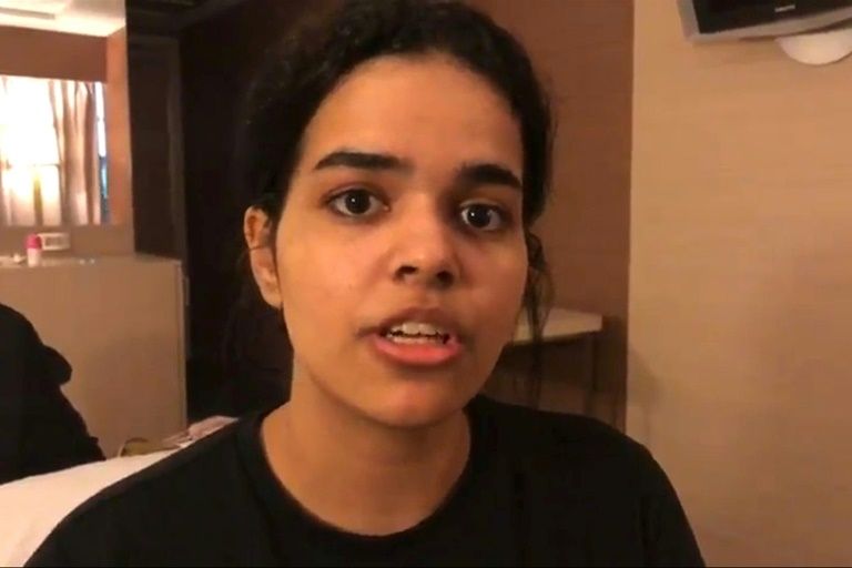 this screen grab from a video released to afptv via the twitter account of rahaf mohammed al qunun shows a still of qunun speaking in bangkok on january 7 photo afp