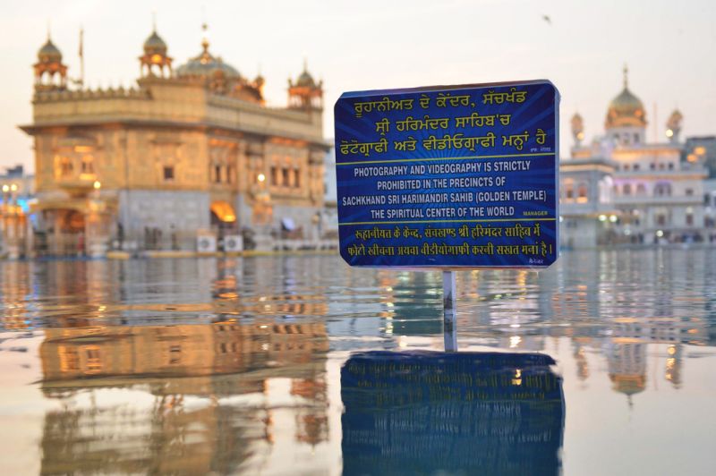 boards announcing that photography and videography is strictly prohibited in the precincts of the golden temple photo afp