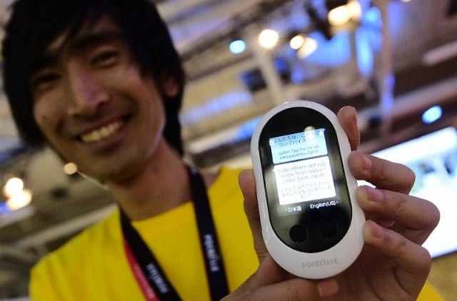pocketalk which appeared reminiscent of an early generation mobile phone could translate 74 languages and was priced at 299 photo afp pocketalk which appeared reminiscent of an early generation mobile phone could translate 74 languages and was priced at 299 photo afp