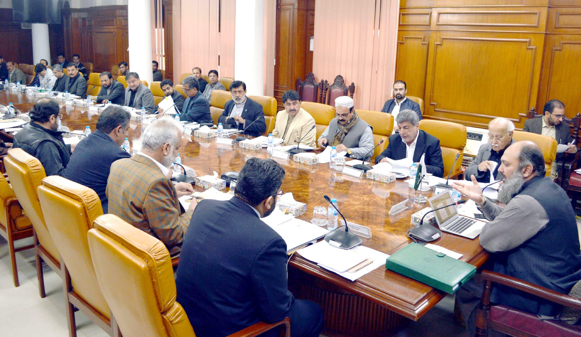 balochistan chief minister jam kamal khan addressing a meeting of the provincial cabinet photo express