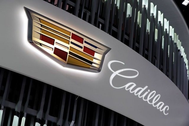 the cadillac booth displays the company logo at the north american international auto show in detroit michigan us january 16 2018 photo reuters