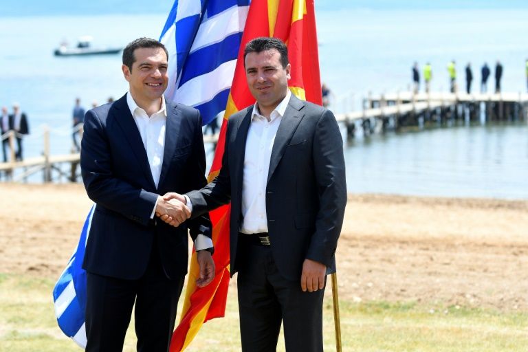 macedonian prime minister zoran zaev seen on the right is now looking to his greek counterpart alexis tsipras to uphold his end of the name change agreement photo afp