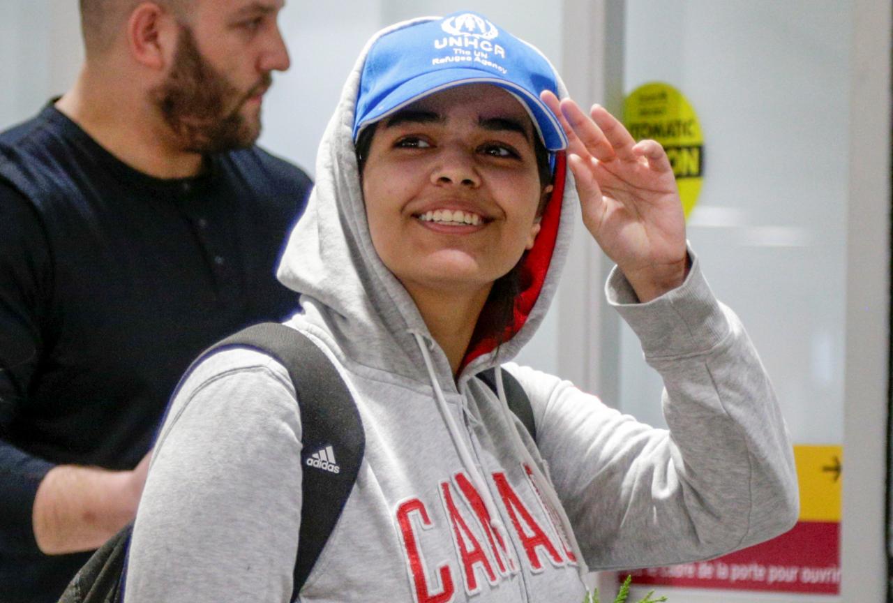 rahaf mohammed al qunun arrives at toronto pearson international airport in toronto ontario canada january 12 2019 photo reuters