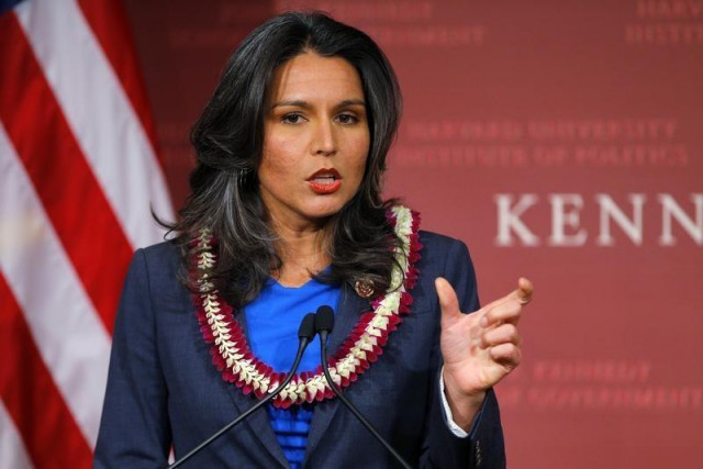 us representative tulsi gabbard d hi speaks after being awarded a frontier award during a ceremony at the kennedy school of government at harvard university in cambridge massachusetts photo reuters us representative tulsi gabbard d hi speaks after being awarded a frontier award during a ceremony at the kennedy school of government at harvard university in cambridge massachusetts photo reuters