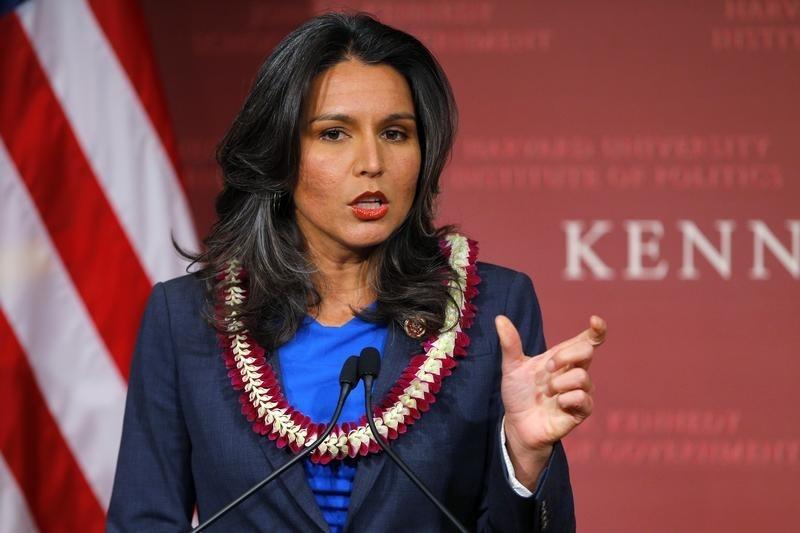 us representative tulsi gabbard d hi speaks after being awarded a frontier award during a ceremony at the kennedy school of government at harvard university in cambridge massachusetts photo reuters