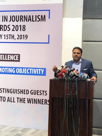 information minister fawad chaudhry addresses an awards ceremony at the cej iba in karachi photo courtesy cej iba twitter information minister fawad chaudhry addresses an awards ceremony at the cej iba in karachi photo courtesy cej iba twitter