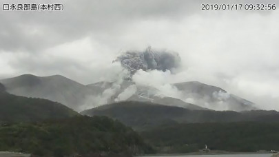volcano erupts on small japan island