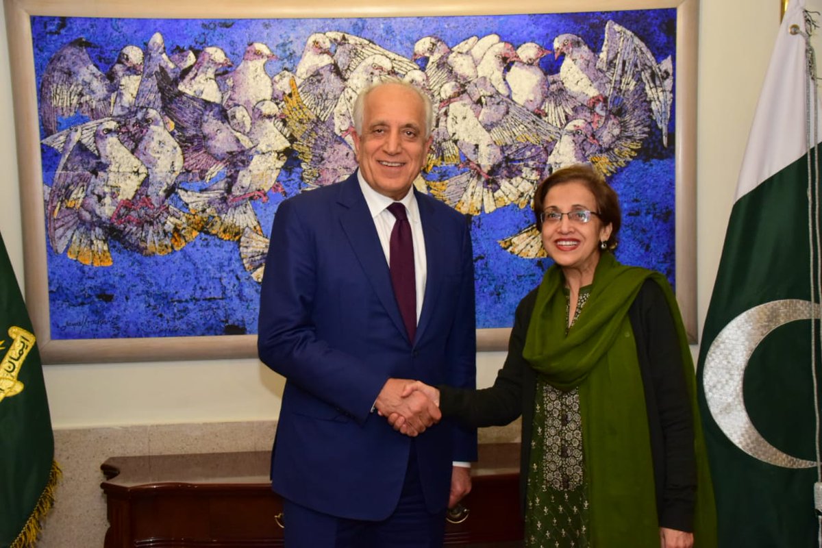 s special representative zalmay khalilzad holds delegation level talks with foreign secretary tehmina janjua at mofa in islamabad on thursday photo foreignofficepk twitter