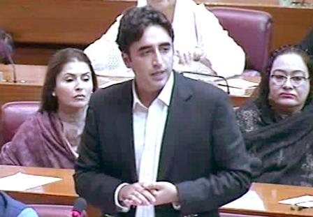 ppp chairman bilawal bhutto zardari makes his speech in national assembly photo file