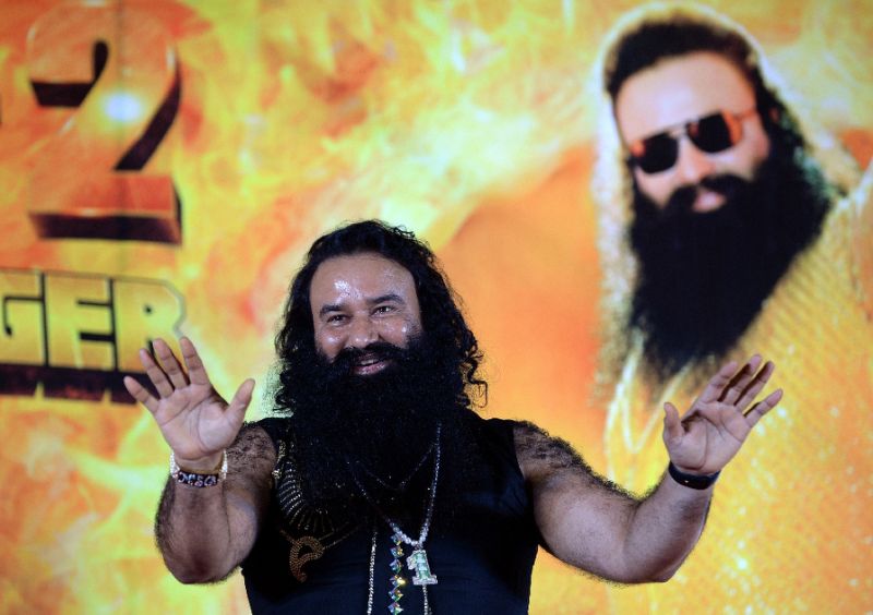 gurmeet ram rahim singh featured in the 039 msg 2 the messenger 039 movie in 2015 before he was convicted of ordering the murder of a journalist years earlier photo afp
