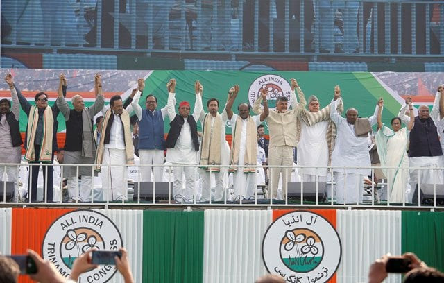 leaders of india 039 s main opposition parties join their hands together during quot united india quot rally ahead of the general election in kolkata india january 19 2019 photo reuters leaders of india 039 s main opposition parties join their hands together during quot united india quot rally ahead of the general election in kolkata india january 19 2019 photo reuters