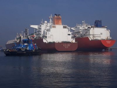two lng ships dock at port simultaneously