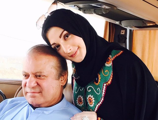 a file photo of maryam nawaz with father nawaz sharif photo express