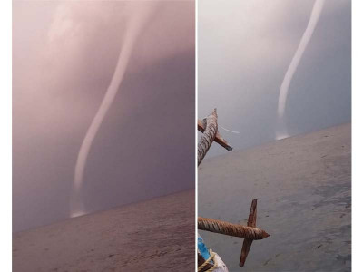 whirling water fisherman witnesses rare waterspout phenomenon off sindh coast whirling water fisherman witnesses rare waterspout phenomenon off sindh coast