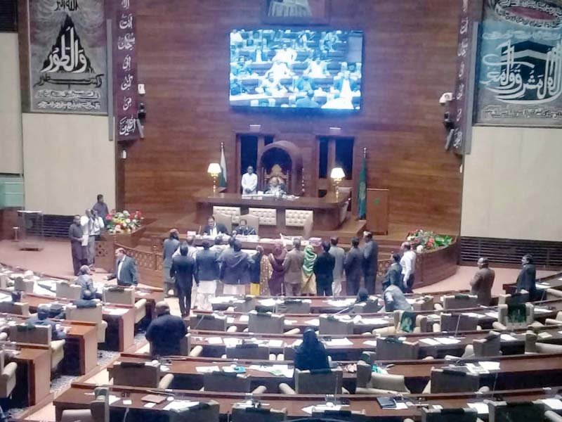 the proposed amendments to the lg law triggered an uproar from the opposition lawmakers in the sindh assembly on wednesday photo ppi