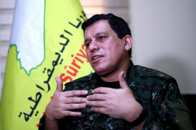 mazloum kobani commander in chief of the kurdish led syrian democratic forces sdf speaks to afp in an exclusive interview in the countryside outside the northwestern syrian city of hasakeh on january 24 2019 photo afp mazloum kobani commander in chief of the kurdish led syrian democratic forces sdf speaks to afp in an exclusive interview in the countryside outside the northwestern syrian city of hasakeh on january 24 2019 photo afp