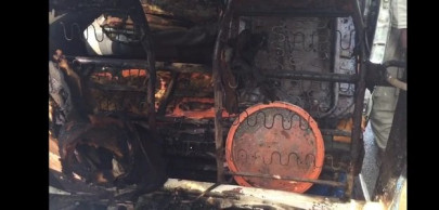 driver minor injured as van catches fire in karachi s korangi area driver minor injured as van catches fire in karachi s korangi area