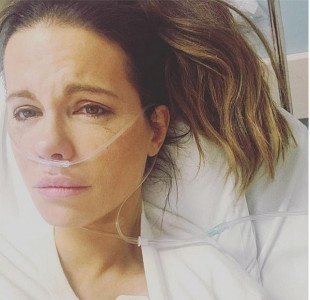 kate beckinsale shares tearful selfie after being hospitalised