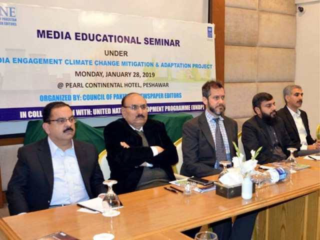 panel of experts at media education seminar regarding climate change organised by cpne in collaboration with undp in peshawar photo express panel of experts at media education seminar regarding climate change organised by cpne in collaboration with undp in peshawar photo express