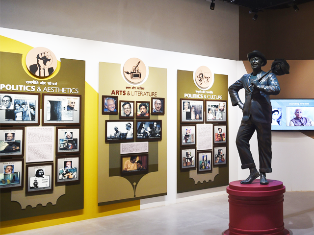 in this picture taken on january 22 2019 a visitor walks past exhibits at the national museum of indian cinema nmic the country 039 s first museum showcasing the history of its film industry in mumbai   from silent black and white films to colourful blockbusters bursting with song and dance a new museum tracing the evolution of indian cinema has opened in the home of bollywood costing 1 4 billion rupees 19 6 million usd india 039 s first national film museum is spread across a stylish 19th century bungalow and a modern five storey glass structure in south mumbai photo by punit paranjpe afp