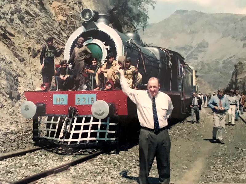 an old image shows foreign guests who came to take a ride on khyber train safari photo express