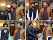 imran khan greets swat s heroic polio workers team at pm house