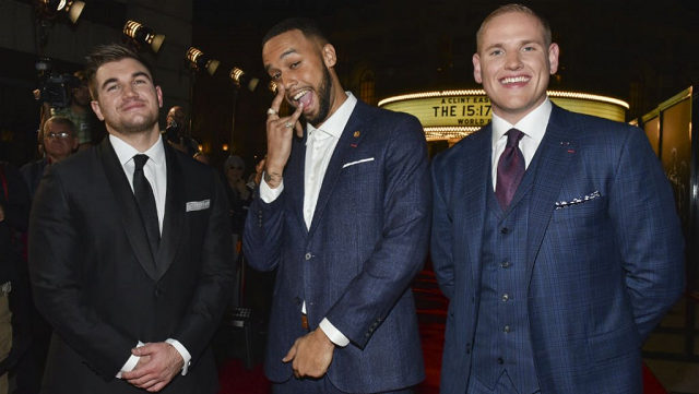 l r alek skarlatos anthony sadler and spencer stone arrive at the premiere of quot the 15 17 to paris quot at warner bros studios on february 5 in burbank california photo afp l r alek skarlatos anthony sadler and spencer stone arrive at the premiere of quot the 15 17 to paris quot at warner bros studios on february 5 in burbank california photo afp