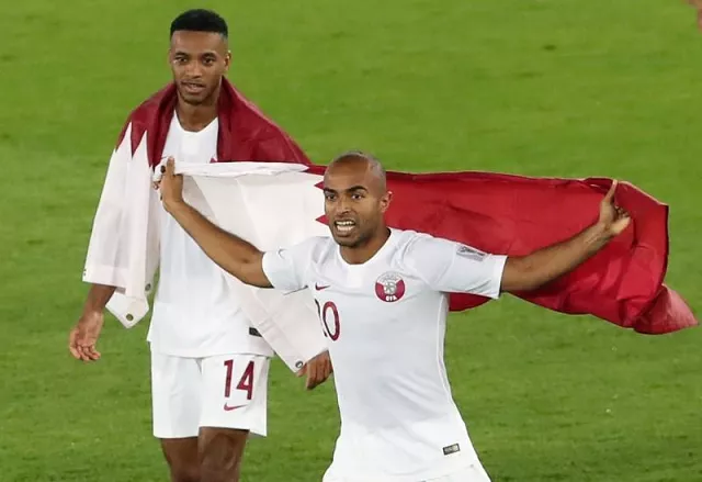 soccer football afc asian cup final japan v qatar zayed sports city stadium abu dhabi united arab emirates february 1 2019 qatar 039 s ali afif and salem al hajri celebrate winning the asian cup photo reuters soccer football afc asian cup final japan v qatar zayed sports city stadium abu dhabi united arab emirates february 1 2019 qatar 039 s ali afif and salem al hajri celebrate winning the asian cup photo reuters