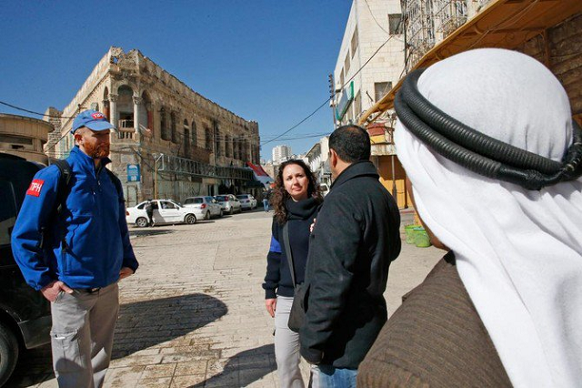 above members of the temporary international presence in hebron walk in the west bank city photo afp