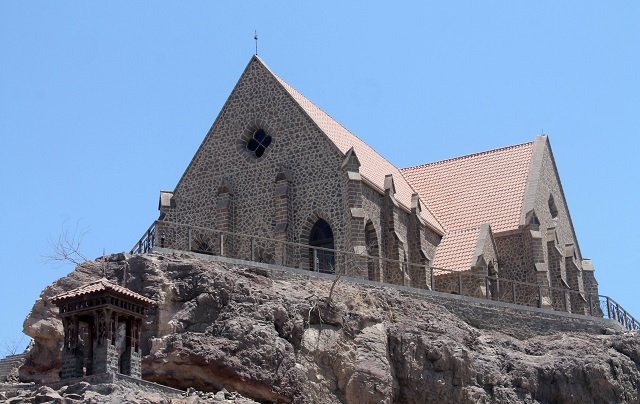 in this file photo taken on march 22 2015 a picture taken on march 22 2015 shows a view of st mary 039 s garrison church atop a hill in the crater district in the southern yemeni city of aden   hodeida aden sanaa taiz four yemeni cities home to millennia old civilizations synonymous today with the suffering of war and within which lie abandoned testaments to a rich fading history minority churches photo afp