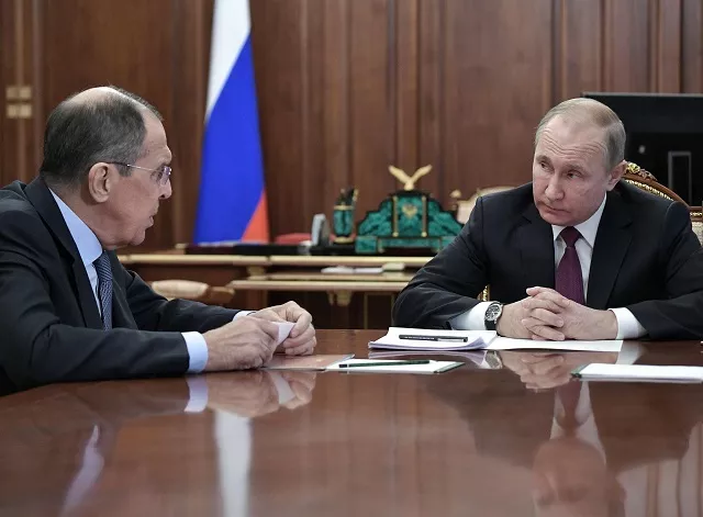 russia 039 s president vladimir putin r attends a meeting with russia 039 s foreign minister sergei lavrov l and russia 039 s defence minister in moscow on february 2 2019 photo afp russia 039 s president vladimir putin r attends a meeting with russia 039 s foreign minister sergei lavrov l and russia 039 s defence minister in moscow on february 2 2019 photo afp
