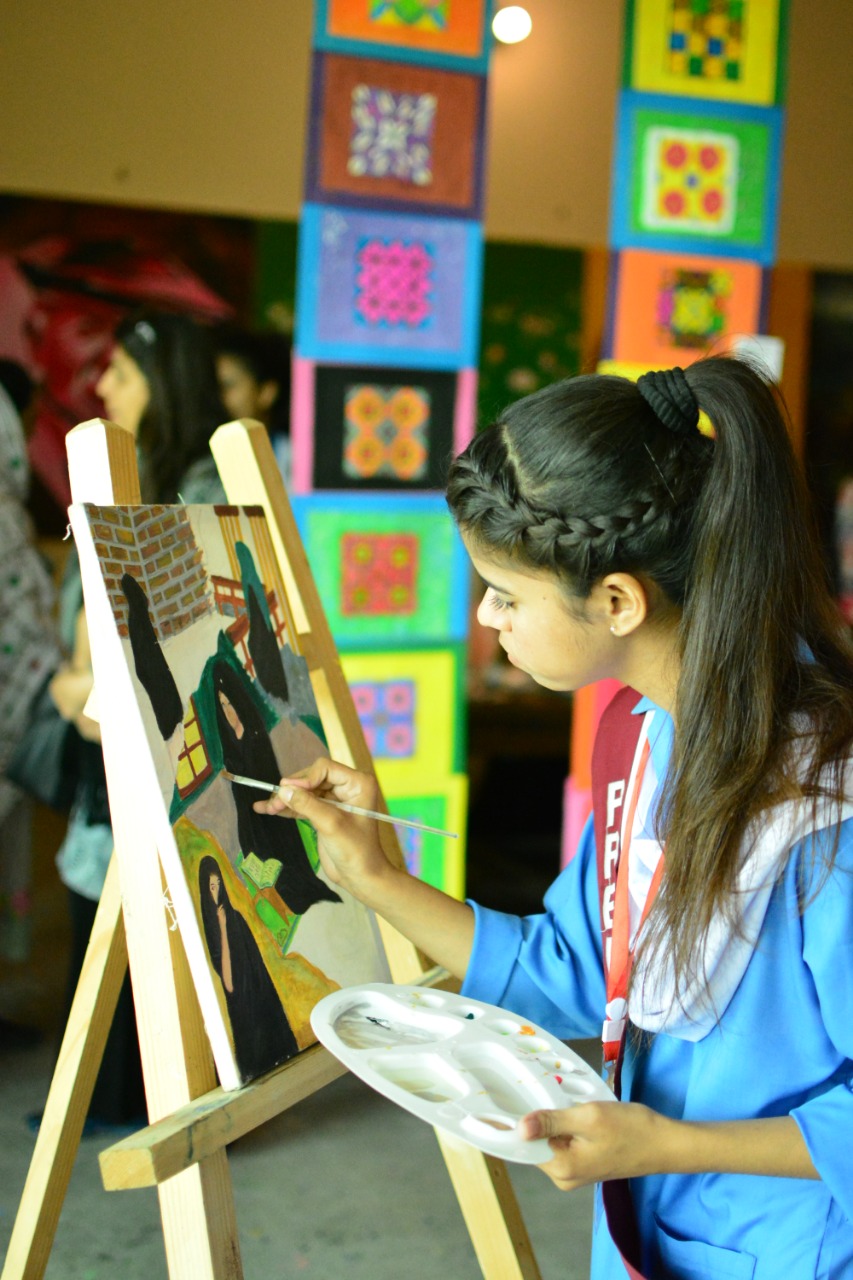creative expression students of government school exhibited their artworks at the khatoon e pakistan government school on saturday photo express