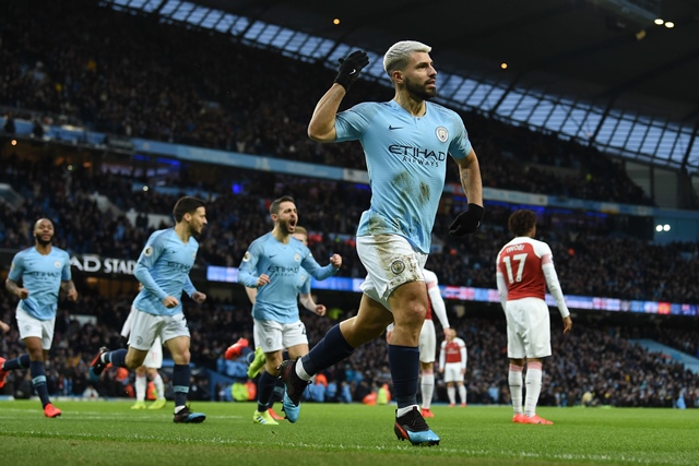 aguero 039 s seventh goal in 2019   and his 10th in his last dozen against the gunners helped push pressure on liverpool photo afp