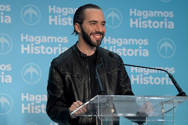 el salvador presidential candidate nayib bukele of the great national alliance gana speaks to the media after declaring victory in the presidential election in san salvador on february 3 2019 photo afp el salvador presidential candidate nayib bukele of the great national alliance gana speaks to the media after declaring victory in the presidential election in san salvador on february 3 2019 photo afp