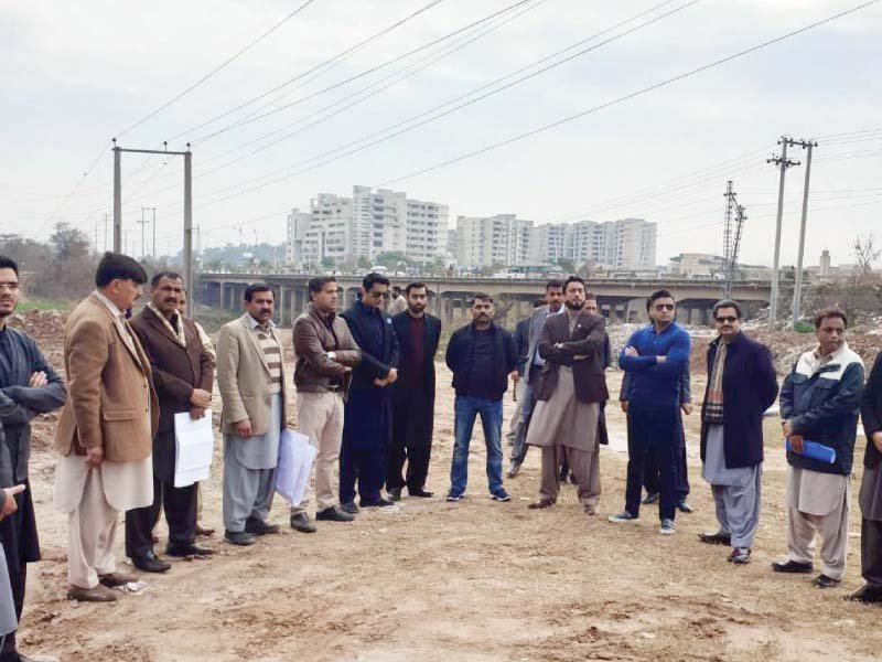 state minister for interior shaheryar afridi surveys state land along park road in chatta bakhtawar photo express