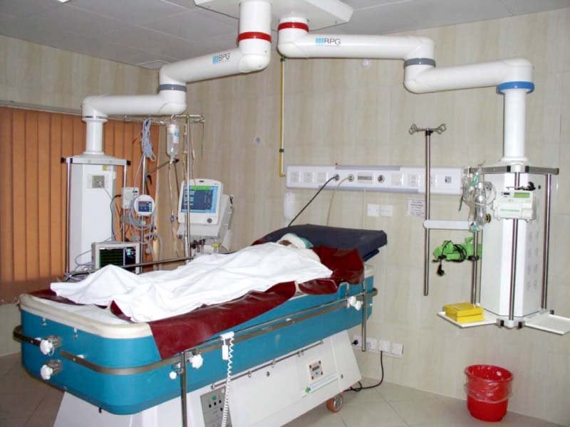 an under treatment patient lies in a ward at the burns centre in islamabad photo express