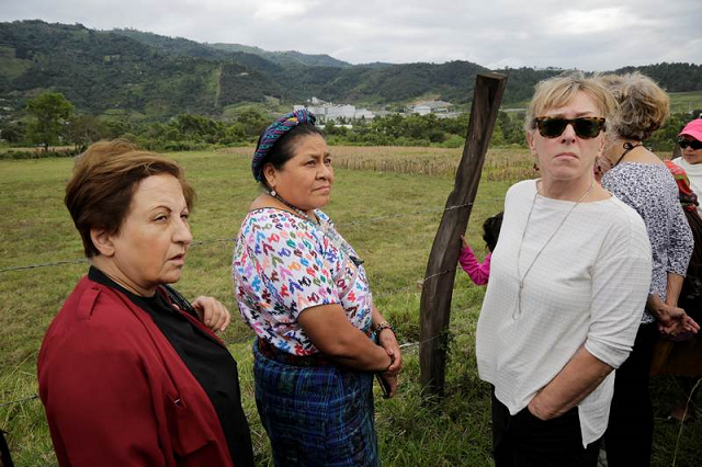 nobel peace prize winners from left shirin ebadi of iran rigoberta menchu of guatemala and jody williams of us during a march against mining in casillas guatemala october 26 2017 ebadi now lives in exile after she and other women were forbidden from working as judges following the 1979 iran revolution photo afp nobel peace prize winners from left shirin ebadi of iran rigoberta menchu of guatemala and jody williams of us during a march against mining in casillas guatemala october 26 2017 ebadi now lives in exile after she and other women were forbidden from working as judges following the 1979 iran revolution photo afp