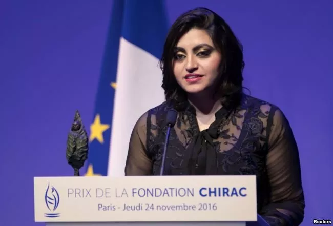 gulalai ismail delivers an acceptance speech after being awarded the prize for conflict prevention for the work of her organization quot aware girls quot promoting women 039 s issues and equality in pakistan during the award ceremony of the jacques chirac foundation at the musee branly in paris france nov 24 2016 photo reuters gulalai ismail delivers an acceptance speech after being awarded the prize for conflict prevention for the work of her organization quot aware girls quot promoting women 039 s issues and equality in pakistan during the award ceremony of the jacques chirac foundation at the musee branly in paris france nov 24 2016 photo reuters