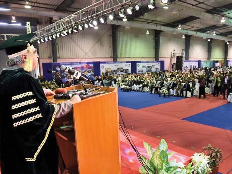 as many as 1 000 graduates of bs and ms programmes of the sir syed university of engineering amp technology were conferred their degrees at the convocation ceremony on thursday photo nni