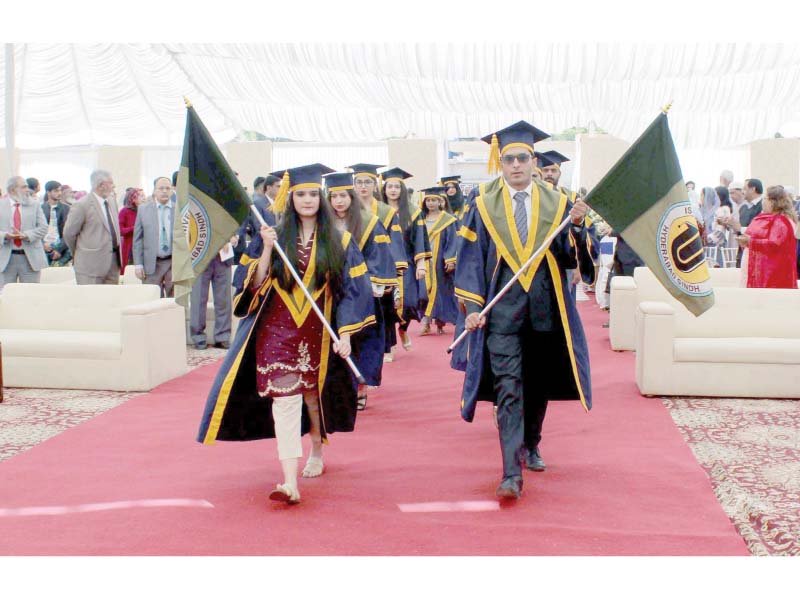 as many as 214 students of isra university were awarded degrees at the varsity s 4th convocation ceremony held in karachi on saturday photo ppi