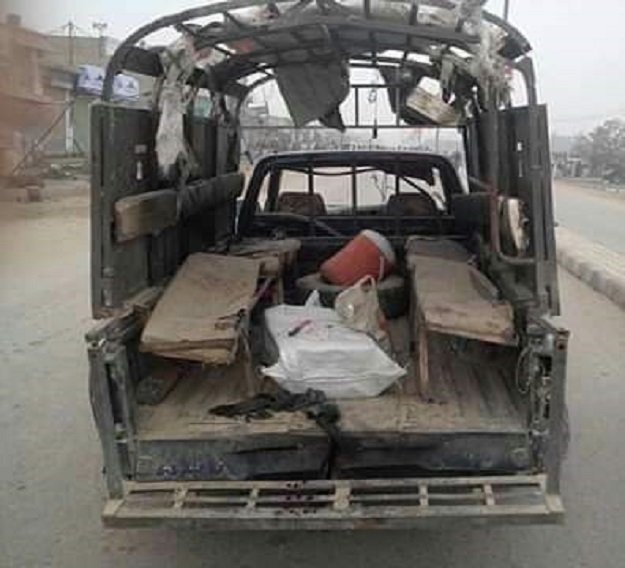 the police van which was attacked in di khan  photo express