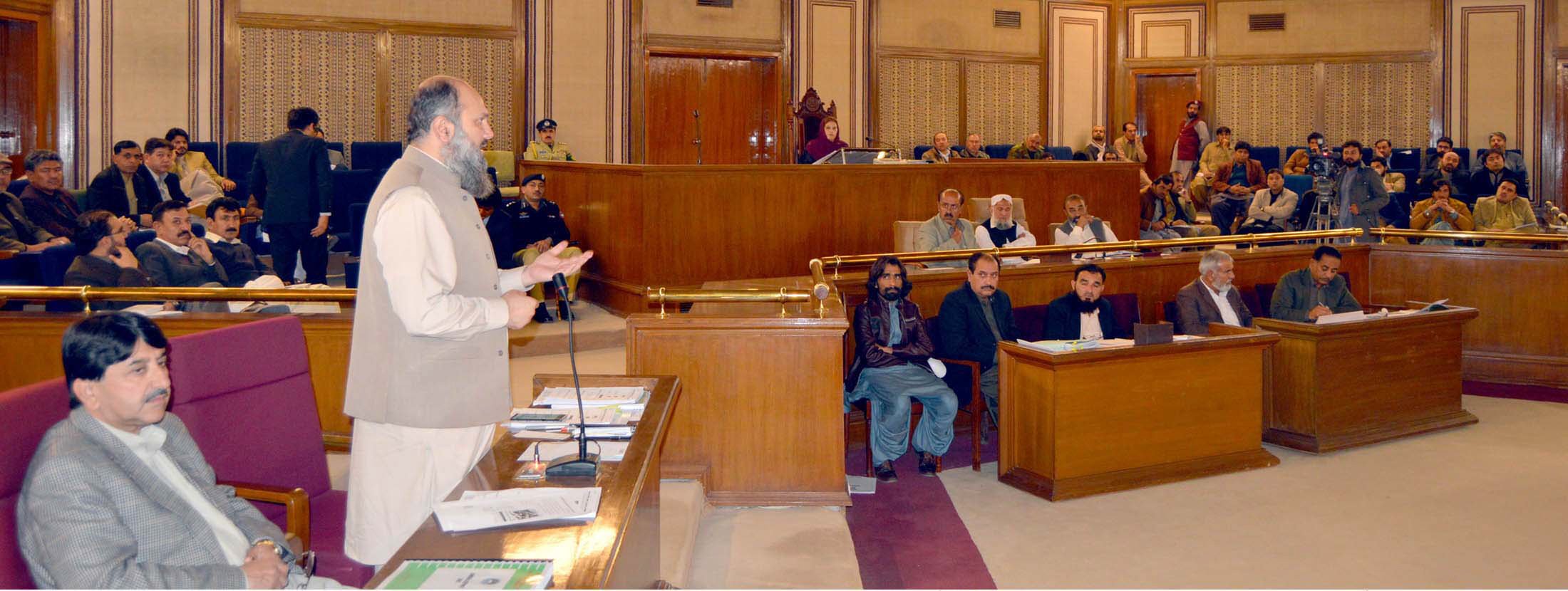 chief minister jam kamal khan speaks on a point of order in the balochistan assembly photo express