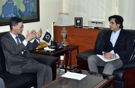 planning development and reform minister khusro bakhtyar in a meeting with chinese envoy yao jing in islamabad photo app