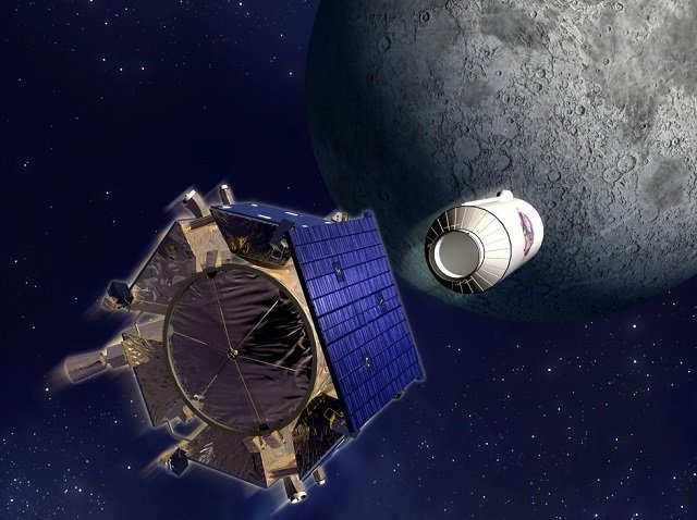 an artist 039 s impression of the centaur upper stage detaching from the lcross spacecraft photo nasa