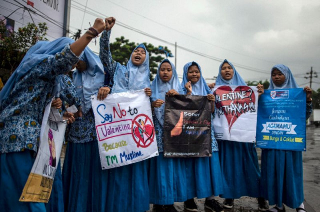 about 100 students in surabaya city protested against valentine 039 s day saying it promoted western decadence and casual sex photo afp about 100 students in surabaya city protested against valentine 039 s day saying it promoted western decadence and casual sex photo afp